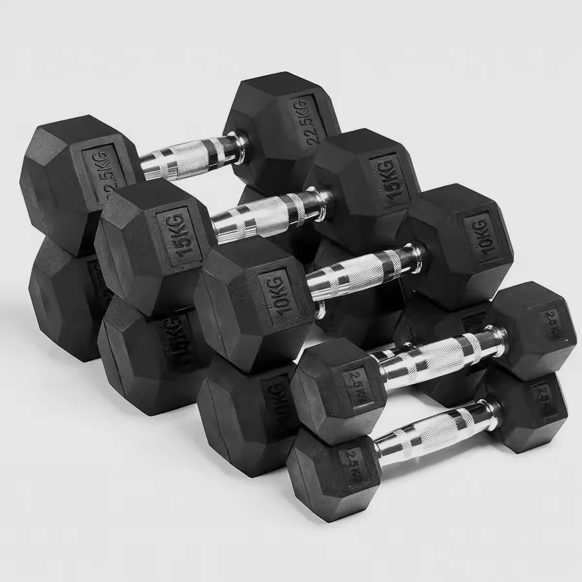 LDX-1003 Rubber Hex Dumbbell - Rubber Dumbbell in Dumbbell Series | ShuangJia Wholesale Fitness Equipment